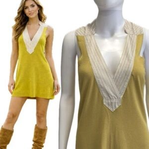 Anthropologie HWR Rayon Wool Cashmere Tunic Sweater Vest Dress Size M Stripe Mix